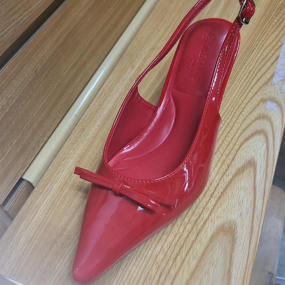 Elegant Red Patent Slingback Heels